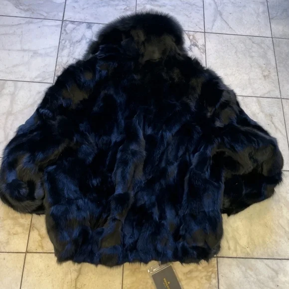 Luxurious Black Genuine FOX Fur Jacket Brand New Womens 2X - Picture 2 of 8